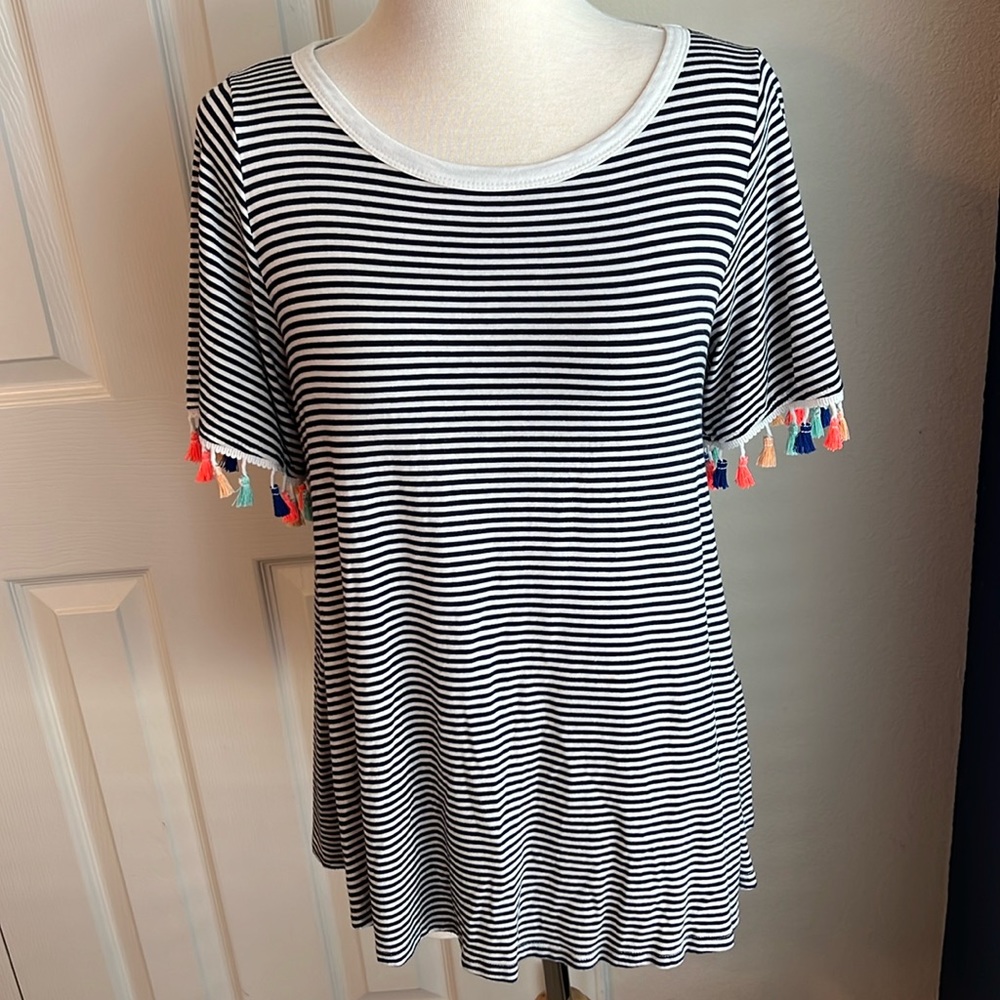 GUC P.S. Kate Striped Tassel Tee